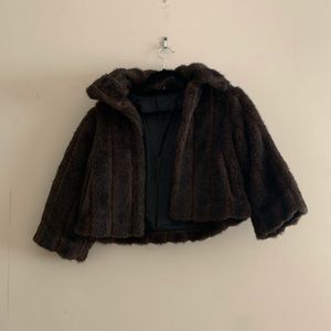 Faux mink cropped coat